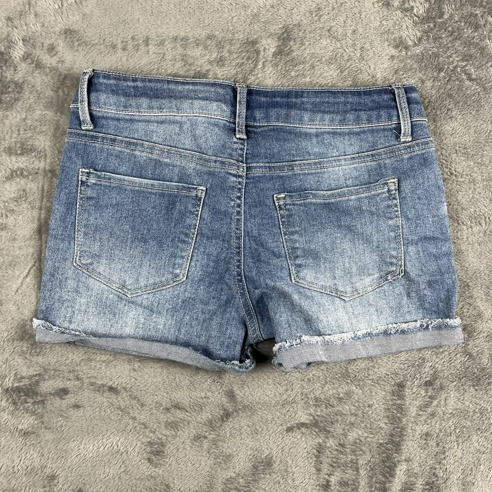 So Favorite Shortie Shorts Girls 12 Blue Denim American Flag Cotton Cuffed Hem